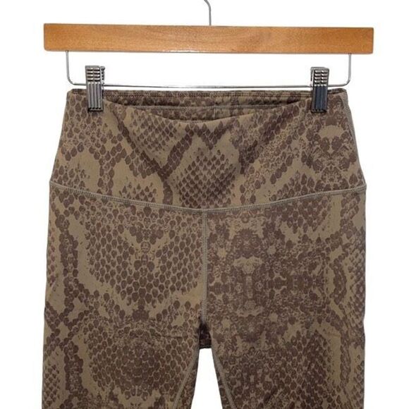 Varley Women’s Snakeskin Print Pull-On Mid-Rise Cropped Leggings Brown Size Smal - Picture 3 of 11